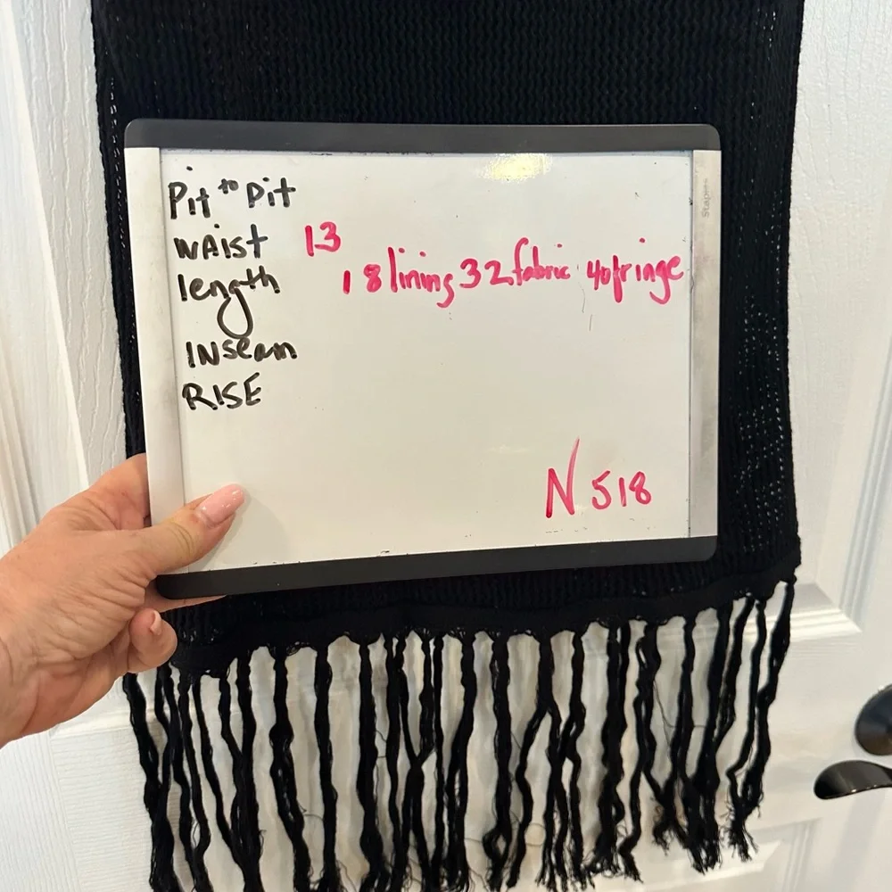 Vetta Crochet Knit Fringe Black Maxi Skirt Size Small Getaway Collection | N518